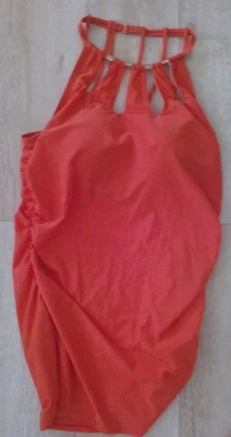 Lane Bryant Tankini Swimsuit Top Orange Coral Top Accents Gold 18 - Image 1 of 3