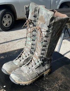 Rocky Men's 9 Med. Camo Moo 15 Tall Zip Snake Lace up Gore-Tex Vibram Soles - Picture 1 of 5