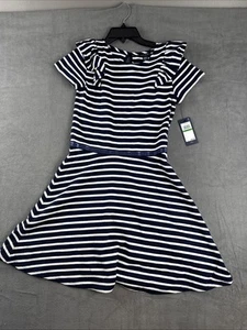 Tommy Hilfiger Girls' Striped Ruffle Dress 12-14 NWT - Picture 1 of 11