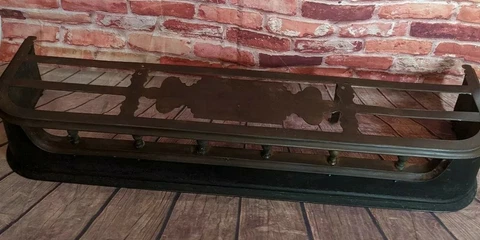 Antique Victorian Cast Iron Steel Fender with Trivet Shelf - Fire Cover