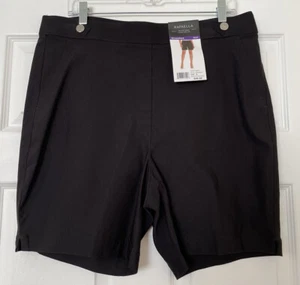 Rafaella Ladies Stretch Fashion Button Comfort Short Sz 16 Black - Picture 1 of 4