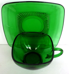 Vintage Anchor Hocking Forest Green Charm Cup & Saucer - Picture 1 of 12