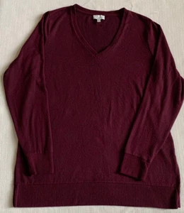 Lucky Brand Gr. Large weinrot gerippter Saum Langarm V-Ausschnitt Stretch Pullover für Herren - Bild 1 von 8