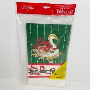 Vintage Goose Plastic Large Rectangle Tablecloth Christmas Holiday  54 x 96" NIP - Picture 1 of 6