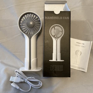 Mini Portable Fan with Base, Small Handheld Fan with 2 Speeds, USB Rechargable - Picture 1 of 5