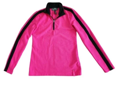 L-RL LAUREN ACTIVE RALPH LAUREN Women's Sz M Hot Pink Black Sweatshirt Ls - Image 1 of 4