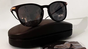 Gafas de sol Hugo Boss Italia 0987/S 8071R marco negro redondo $390 nuevas en caja #2 - Imagen 1 de 7