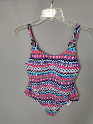 Traje de baño Catalina nuevo con etiquetas una pieza talla 8-10 magenta patrón geométrico vintage años 80 Foto 1 de 3