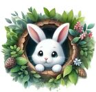Hase Kaninchen Peeks Out Of Hole Wand Schlafzimmer Farbe Kinderzimmer Vinyl Aufkleber