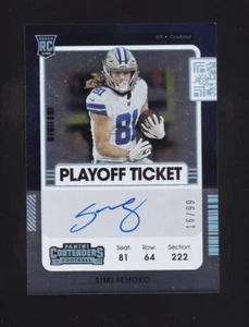 2021 Contenders Simi Fehoko Autograph Rookie 16/99 #141 Dallas Cowboys - Picture 1 of 2