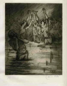 ABGESOFFEN im KOHLEN SCHACHT - Louise IBELS 1929 Orig.Rad. zu GERMINAL HandSig. - Picture 1 of 1