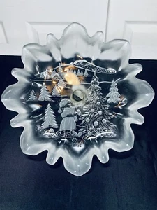 Mikasa Holiday Christmas Story Bowl Dish Glass Footed Bon Bon Tray 9.75" #S1500 - Picture 1 of 9