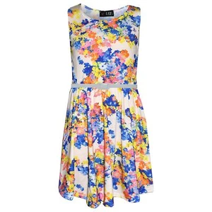 Girls Skater Dress Kids Floral Print Summer Party Fashion Dresses Age 7-13 Year - Picture 1 of 6