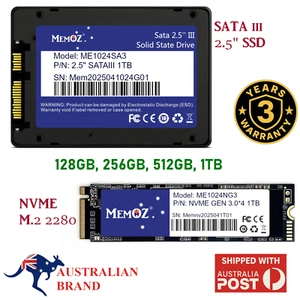 Memoz SSD 128GB 256GB 512GB 1TB Internal Solid State Drive NVME M.2 SATA 2.5" - Picture 1 of 18