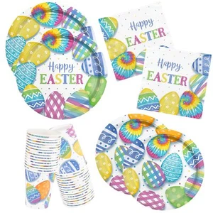 Happy Easter Party Supplies Kit Easter Disposable Dinnerware Includes Paper Dinn - Picture 1 of 7