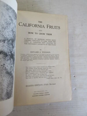 THE CALIFORNIA FRUITS BY EDWARD J. WICKSON 1919 - Image 1 of 4