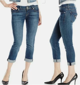 Hudson Women's Ginny Straight Leg Crop Blue Jean Cuff In Deco Size 26 - Picture 1 of 9