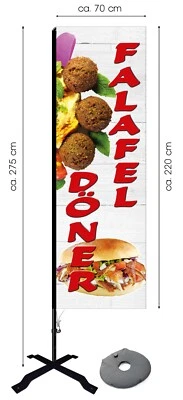FELIXFLAGGEN Beachflag Falafel & Döner ca 275 cm Werbung Imbiss Fahne Burger Pizza Banner