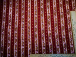 Civil War Reproduction Fabric By Half-Yard Green Paisley Maroon Premium Cotton - Picture 1 of 2