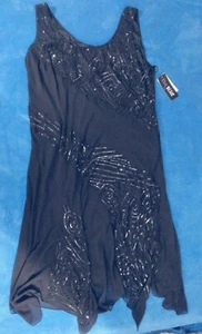 NUOVO abito da sera Eva blu plus nero 22W senza maniche cerniera laterale paillettes glitter - Foto 1 di 7
