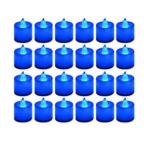 LANKER 24 Pack Flameless Led Tea Lights Candles - Flickering Blue Battery Ope