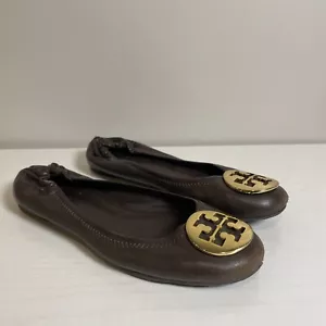 Tory Burch Minnie dunkelbraune Leder Ballerinas Schuhe Größe 7,5 M Slipper - Bild 1 von 10