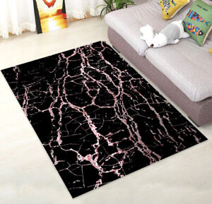 Rose Gold Marbling Texture Design Marble Area Rugs Bedroom Living Room Floor Mat