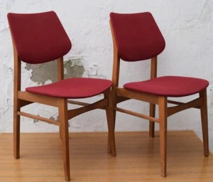 2 rote Stühle um 1955 deutsches Design um 1950-60 mid century - Picture 1 of 5