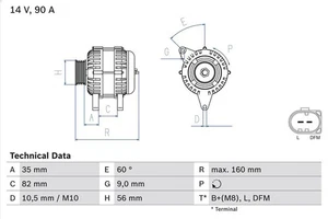 Drehstromgenerator BOSCH 0 986 044 300 für AUDI A4 B5 (8D2) 1.6 1994-2 - Picture 1 of 8