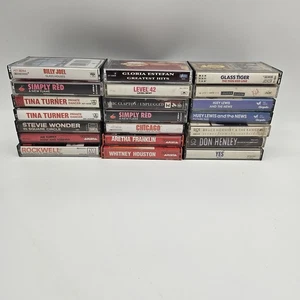 Vintage 80s 90s Pop Rock Cassette Tape Lot Tina Turner Yes Simply Red Houston - Picture 1 of 7