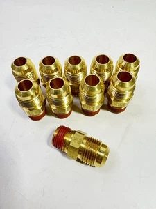 10-Parker Messing Sechskant Fitting Adapter 1/2" SAE 45 Grad Flare x 3/8" Außengewinde NPT - Bild 1 von 4