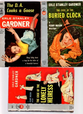 3 винтажных Erle Stanley Gardner PBs DA Cooks Goose, Lonely Heiress, Buried Clock - Изображение 1 из 3