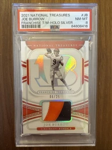 2021 National Treasures Joe Burrow Franchise #FT-JB T/M Holo Silver PSA8 - Picture 1 of 2