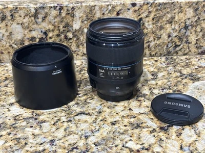Samsung 85mm f1.4 ED SSA NX Lens – Really Nice w Hood Tested - Image 1 of 4