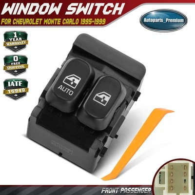 Interruptor de ventana eléctrica lateral derecho pasajero delantero para Chevrolet Monte Carlo 1995-1999 Foto 1 de 4