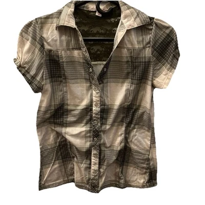 Top a cuadros verde Bongo para mujer, encaje en la espalda M Foto 1 de 3