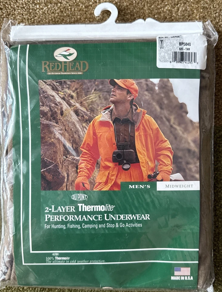 Vintage New Redhead Mens 2 Layer Performance Underwear Midweight Tan Large - Image 1 of 3