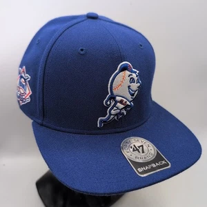 47 Marca Ala Plana Mascota Logo New York Mets MLB Sure Shot Azul Snapback Gorra Gorra - Imagen 1 de 16