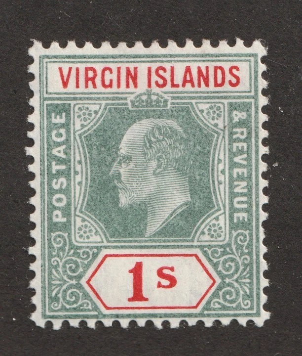 1904 Virgin Islands Sc# 35 - One Shilling, KEVII. MH postage stamp Cv$7.75 - Image 1 of 1