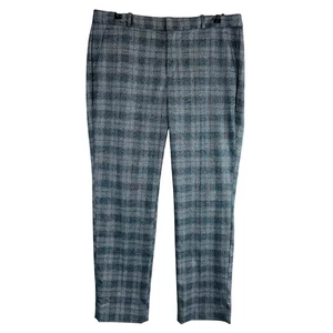 New Banana Republic Womans 14 Pants Ryan Straight Leg Plaid Stretch Blue NWT - Picture 1 of 9