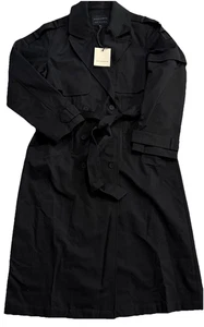 ALLSAINTS Trench Coat Womens US 4/UK 8 Clyde Double Breasted Black Cotton - Picture 1 of 12