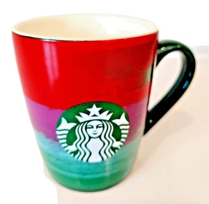 Starbucks 2021 Holiday Paint Stripes 10 oz Ceramic Coffee Mug Cup - Picture 1 of 7