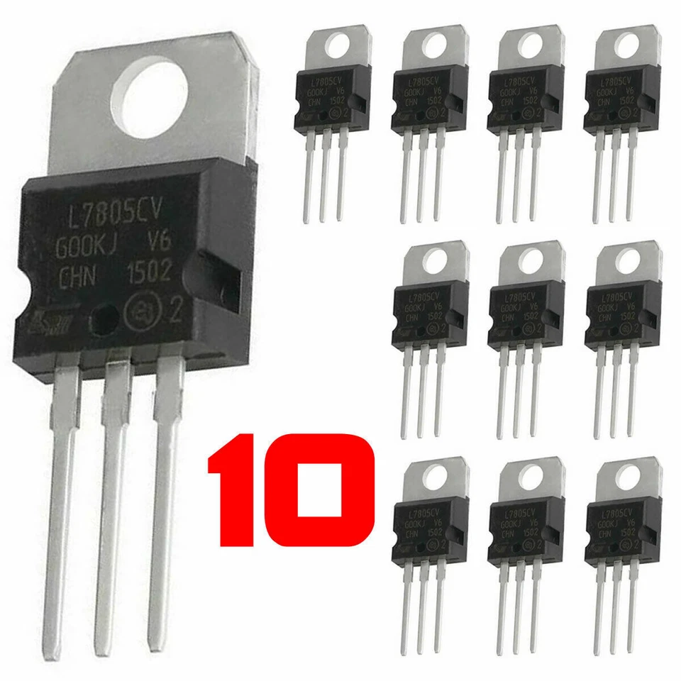 5 Pieces L7805CV Linear Voltage Regulators STMicroelectronics