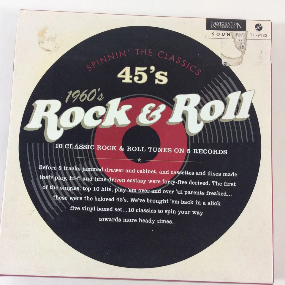1960s Rock  Roll 10 Classic Tunes 45 rpm Vinyl Record Box Set 5 NM VG+ - Image 1 of 4