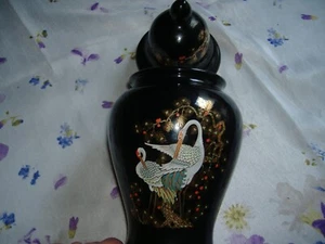 deckel vase porzellan kobalt blau / Gold Phasanenpaar mit Blumen H16cm Urnenvase - Bild 1 von 2