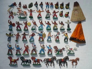 DDR 50 Wild West Figuren COWBOYS INDIANER PFERDE + 2 ZELTE LISANTO MAROLIN - Bild 1 von 7