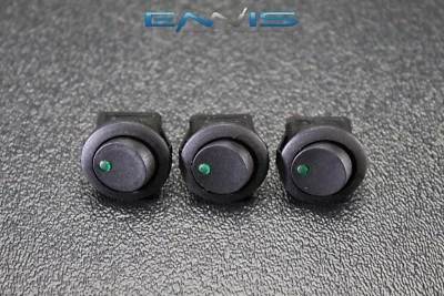 Interruptor basculante redondo 3 PIEZAS 3/4 ORIFICIO DE MONTAJE 16 AMP 12V 3 PINES LED VERDE IBRRSG Foto 1 de 4