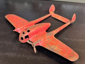 Vintage Wyandotte Lockheed P-38 Lightning Plane - acciaio pressato - Marx - ricambi ASIS - Foto 1 di 9