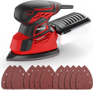POPULO Electric Mouse Sander, 130W 14000RPM 230V Detail Sander with 12Pcs Sandpa - Picture 1 of 12