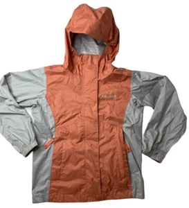 Marmot Kids XS Rain jacket Waterproof Windbreaker Hooded Orange Grey - Picture 1 of 8